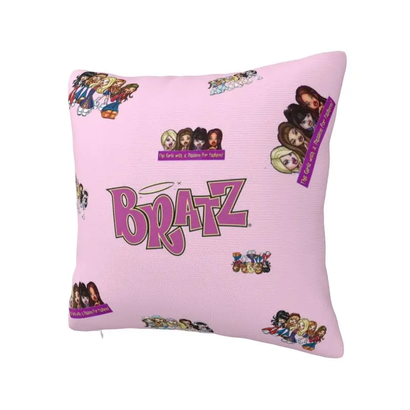 Bratz Doll Square Pillow Cover Decoration Tv Movie Cartoon Cushion Cover Throw Pillow for Living Room Double-sided Printing