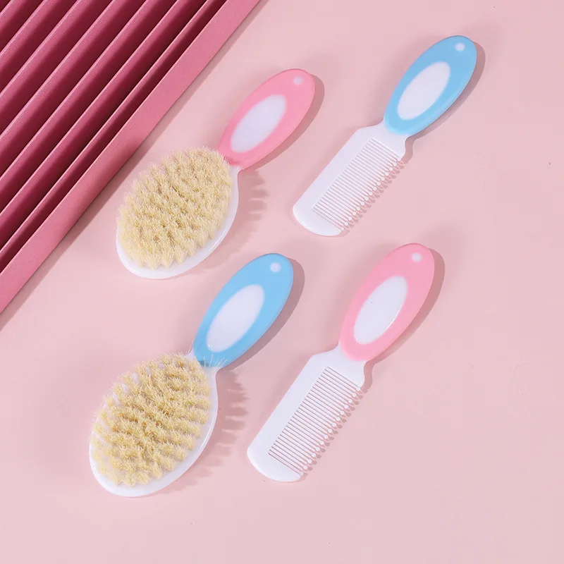 

2 Pcs/Set Baby Hairbrush Comb Portable Newborn Infant Toddlers Soft Hair Brush Head Massager Set Baby Kids Hair Care Supplies