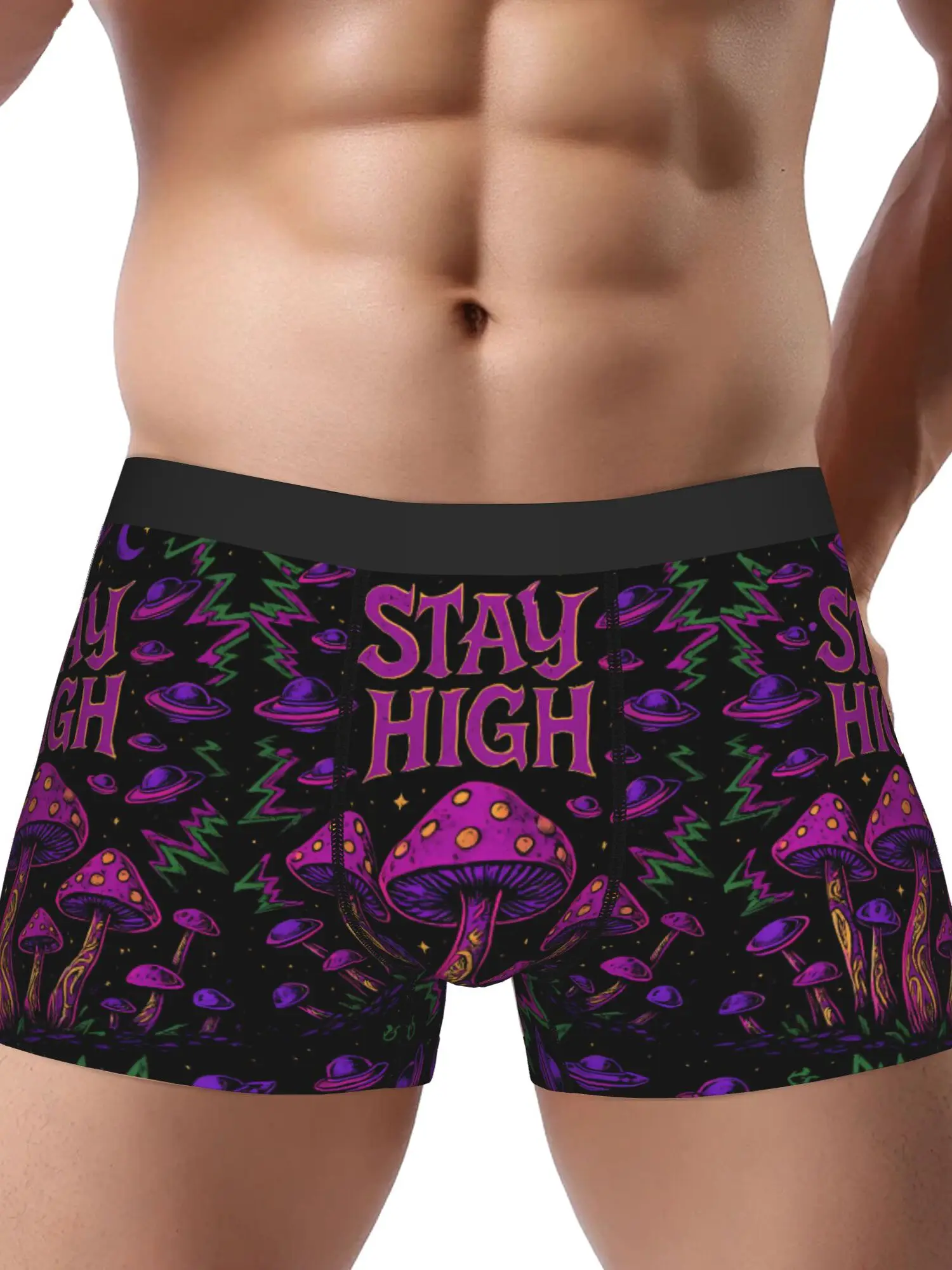 

Stay High Mushroomn Unique Underwear Design Comfortable Men'S Boxer Briefs Machine Washable