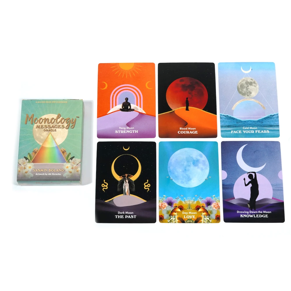 New Moonology Messages Oracle 48 Cards Fate Divination Tarot Card Table Game With Online Guidebook For Adult Children Game Gift