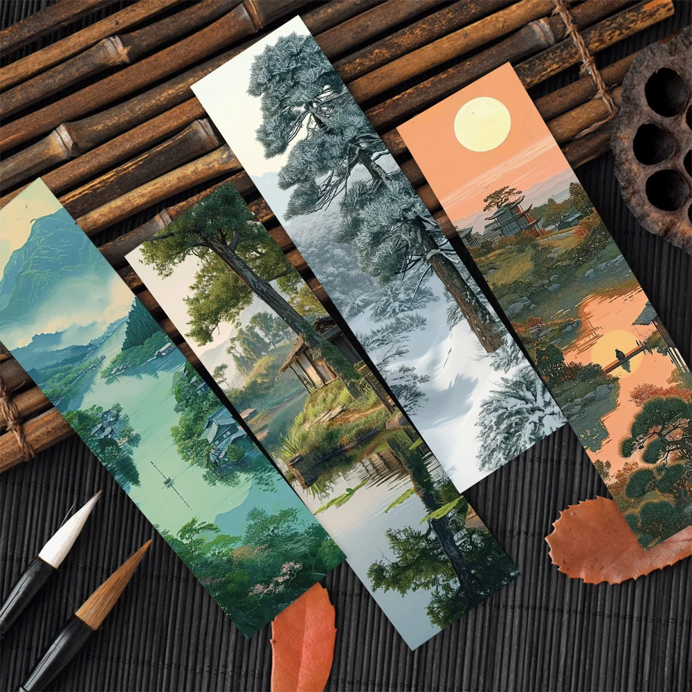 30Pcs Ins Landscape Character Bookmarks Aesthetics Card Decorations Reading Pages Book Marks  Student Stationery Creative Gifts
