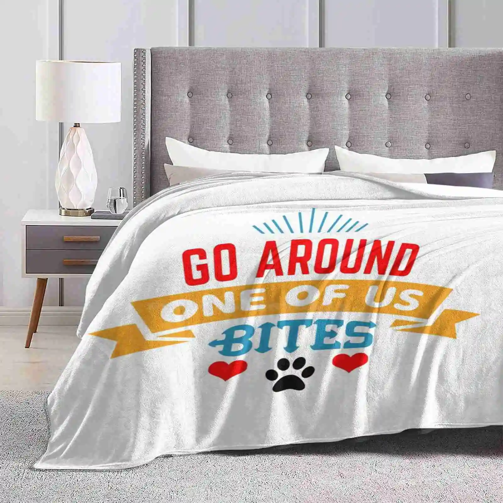 Go Around , One Of Us Bites New Selling Custom Print Flannel Soft Blanket Bites Dogs Walking Puppy Puppies Doggo