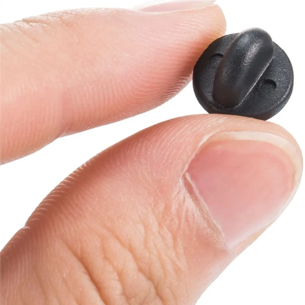 50/500 قطعة الأسود بولي كلوريد الفينيل المطاط دبوس ظهور فراشة مخلب التعادل تك التلبيب حامل المشبك غطاء دبوس حفظة لاستبدال شارات موحدة #5