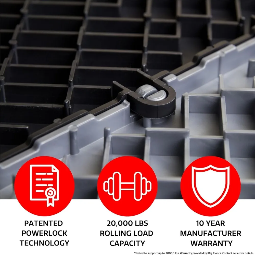 بلاط أرضية جراج متين غير قابل للانزلاق من كوبوليمر، بيج، 24 عبوة من بلاط متشابك مقاس 12 × 12 بوصة لتخزين المركبات المحسن