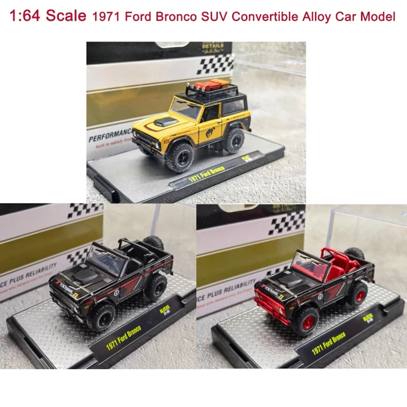 M2 Diecast 1/64 Scale 1971 Ford Bronco SUV Convertible Alloy Car Model Adult Boy Toys Collectibles Souvenirs Gift Static Display