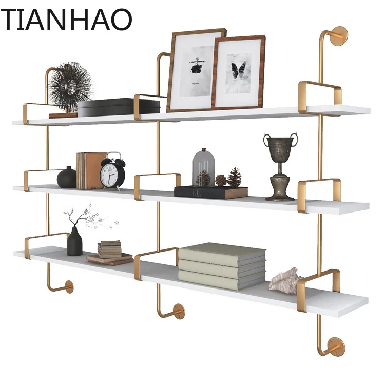 Wall storage shelves, living room bedroom  hanging decorative shelves, multi-layer solid wood partitions, display bookshelves