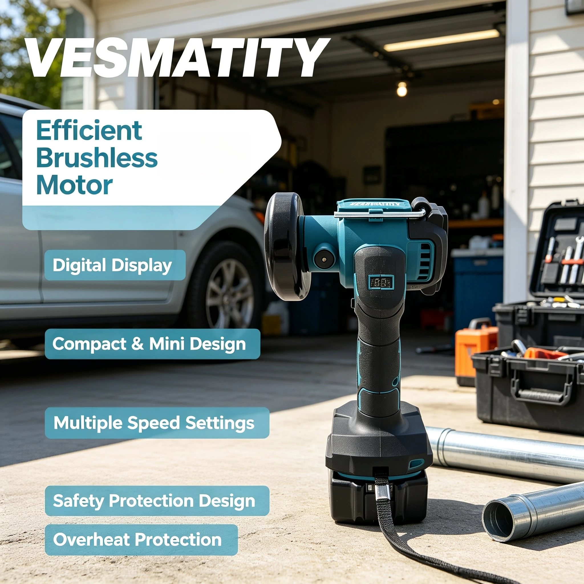 Mini Angle Grinder VESMATITY Digital Display Brushless Grinding Cutting Machine For Makita Battery Pro Max Speed