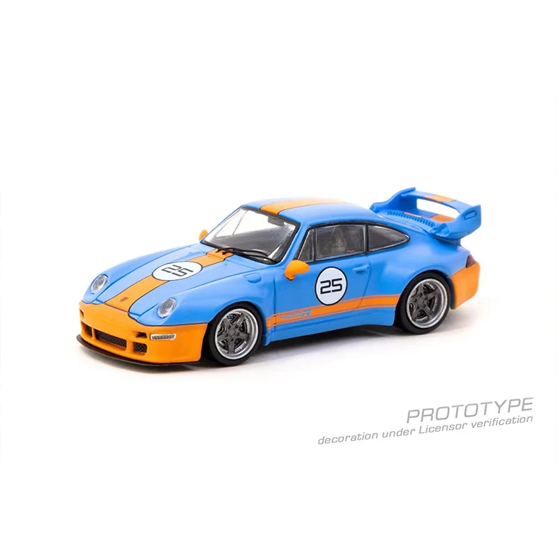 TW In Stock 1:64 993 Remastered Gunther Werks Blue Orange Diecast Diorama Car Model Collection Miniature Toys Tarmac Works