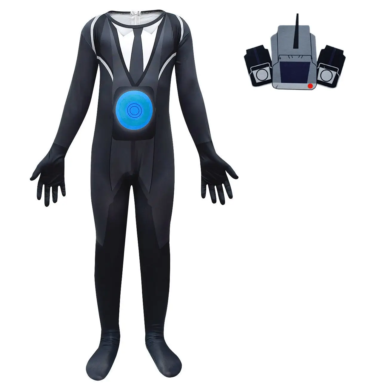 Costume Toilet Per Bambini – Cosplay Cameraman Da Gioco TV Per Halloween, Carnevale E Feste A Tema (Taglia 7-8 Anni) - 3