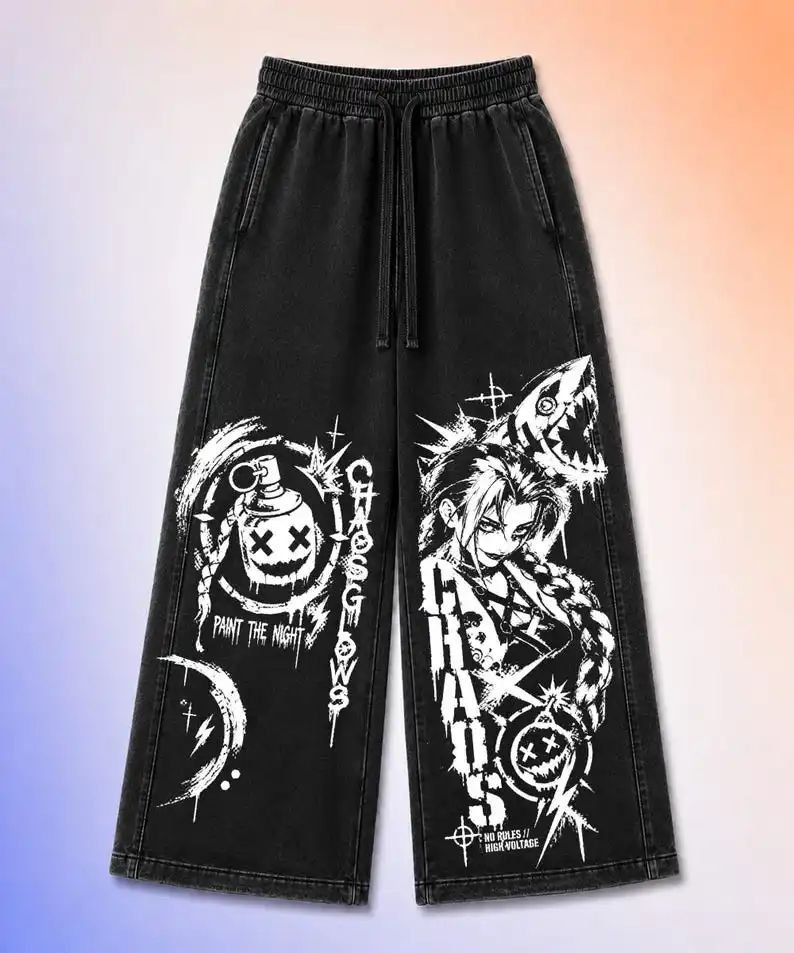 2026 Spring Autumn Personalized Fashionable Y2k Pants Trendy Fashion Game-themed Printed Loose Women and Children Sports Pants