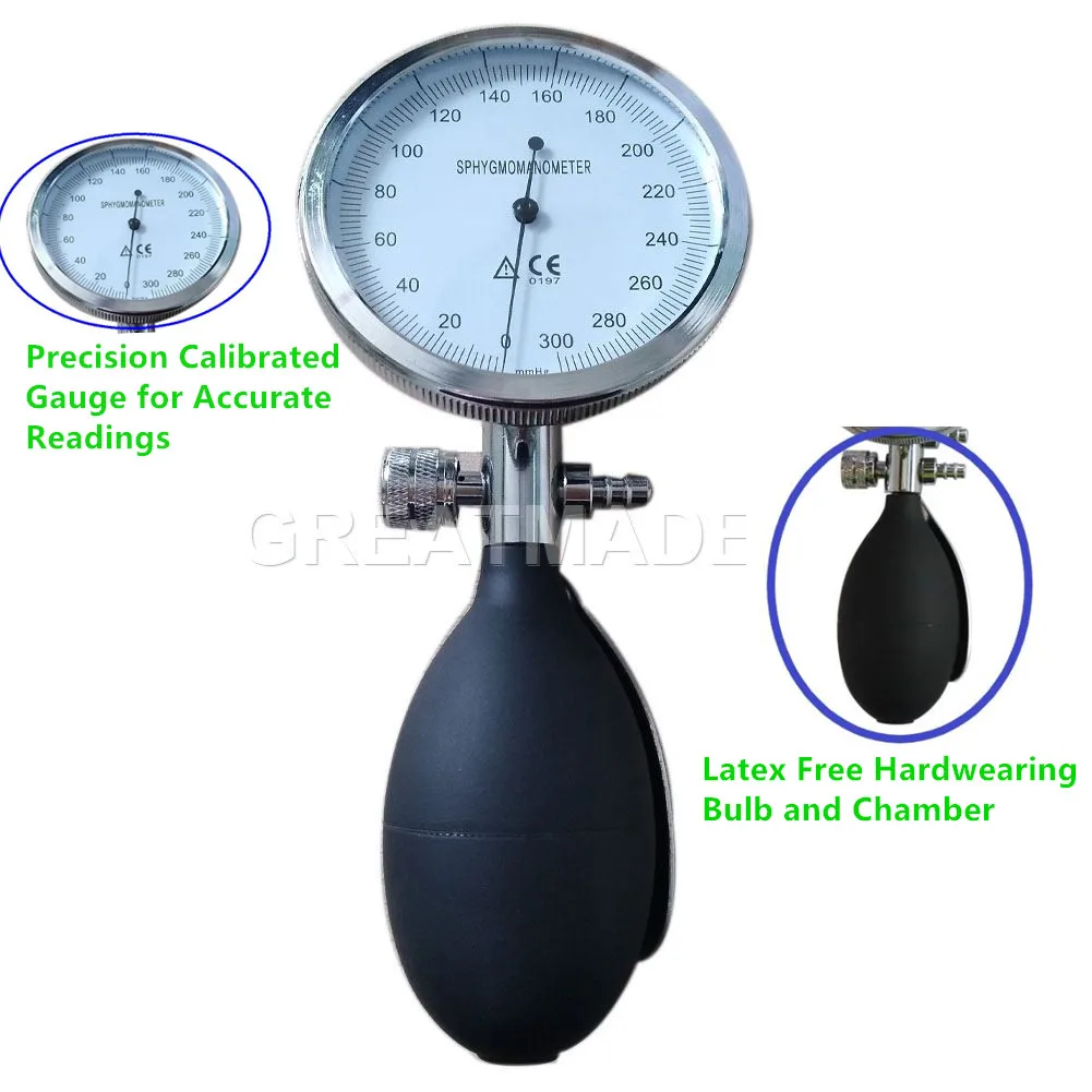 Hand-Held Pressure Display Gauge with PVC Ball, for Aneroid Sphygmomanometer Blood Pressure Monitor Accessories.