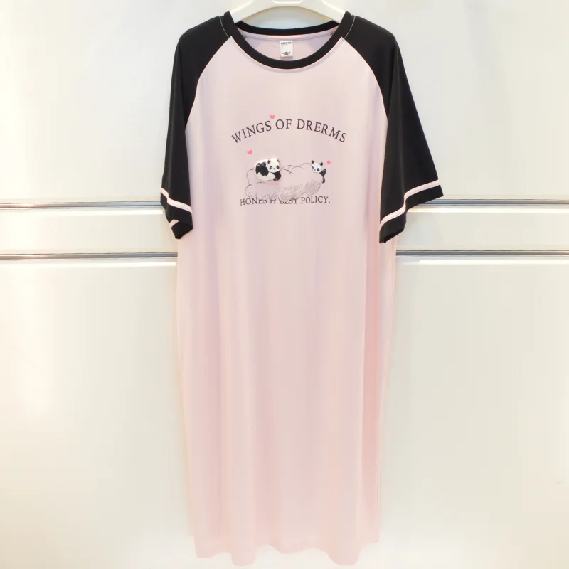 ベレンベア女性のスリープドレス夏新カジュアルレンツィングコットンレター漫画半袖ホーム服パジャマ