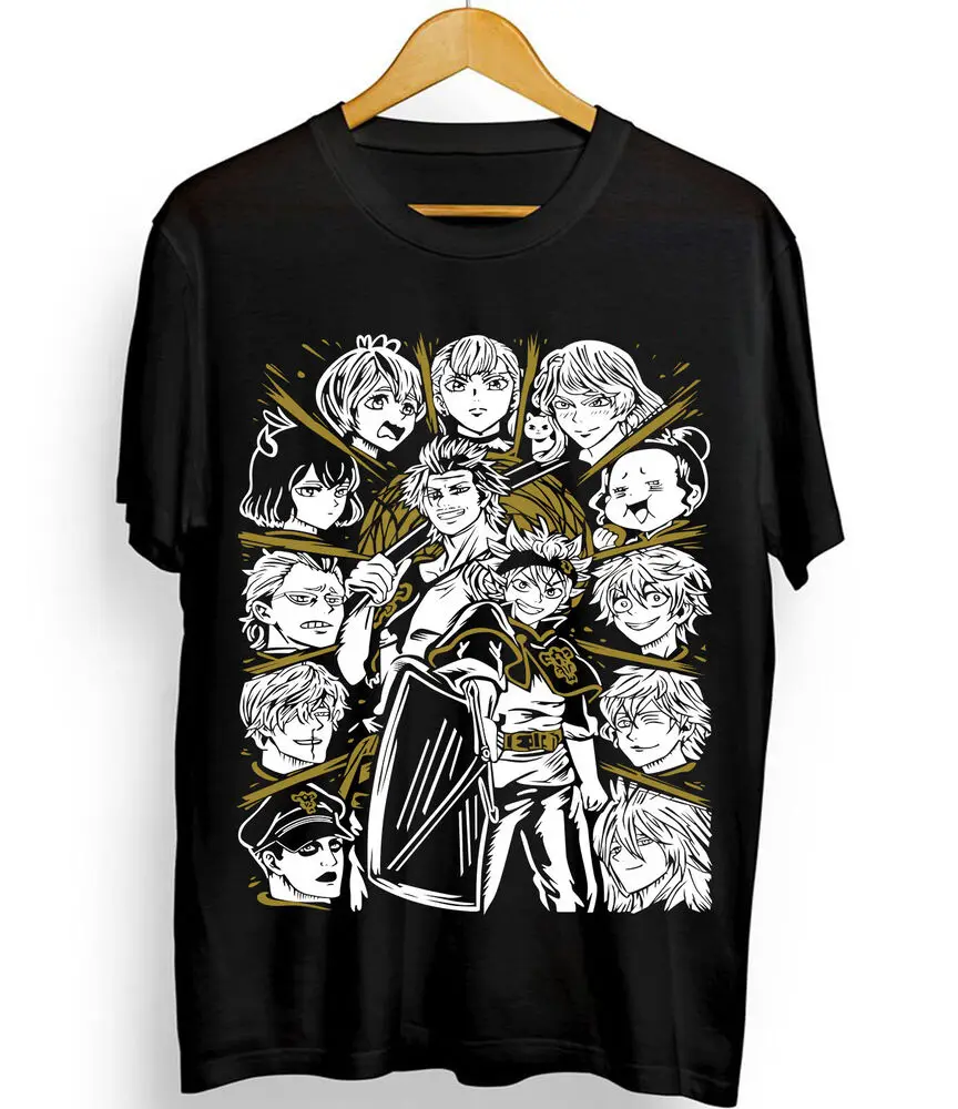 Black Clover T-Shirt Asta Yuno Anime Manga Girl Gifts Black Shirt All Size