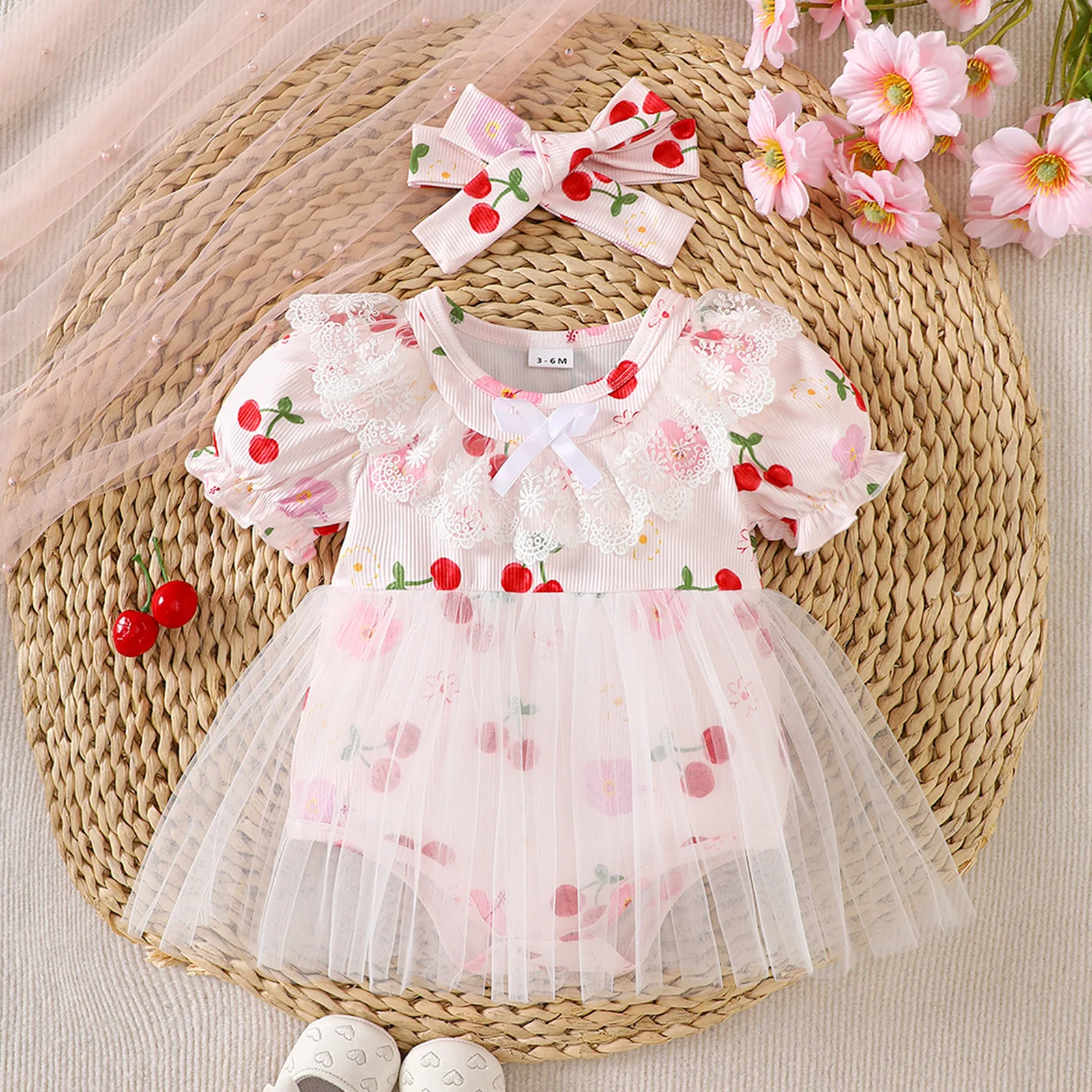 

Baby Long-Sleeved mesh Dress 0-18Months Newborn Girls One-Piece clothes Children Clothes Princess Birthday Infant Rompers