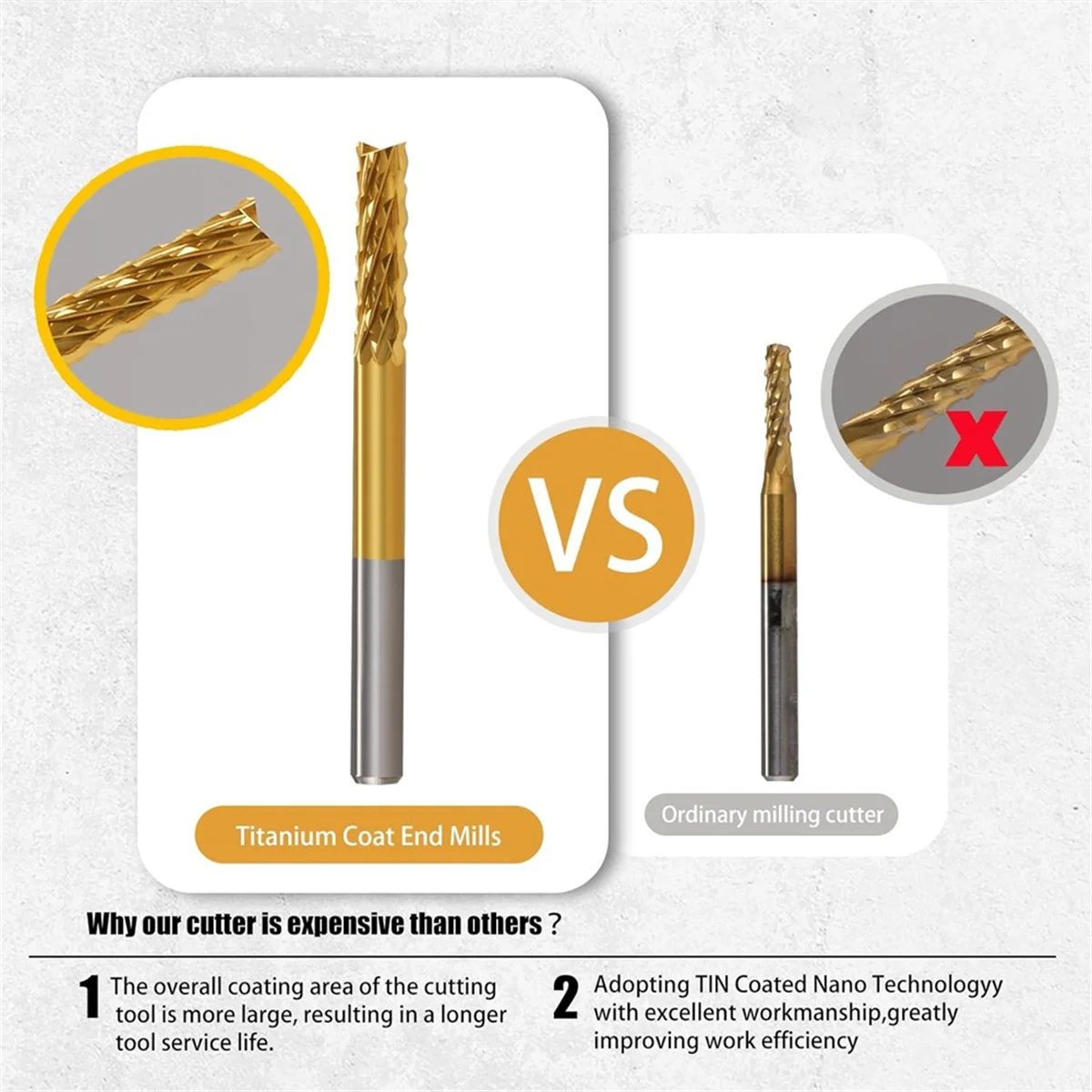 

Наборы концевых фрез, 10 шт., титановая концевая фреза, хвостовик 1/8 дюйма 0,6, горячие продажи инструментов, внешние биты