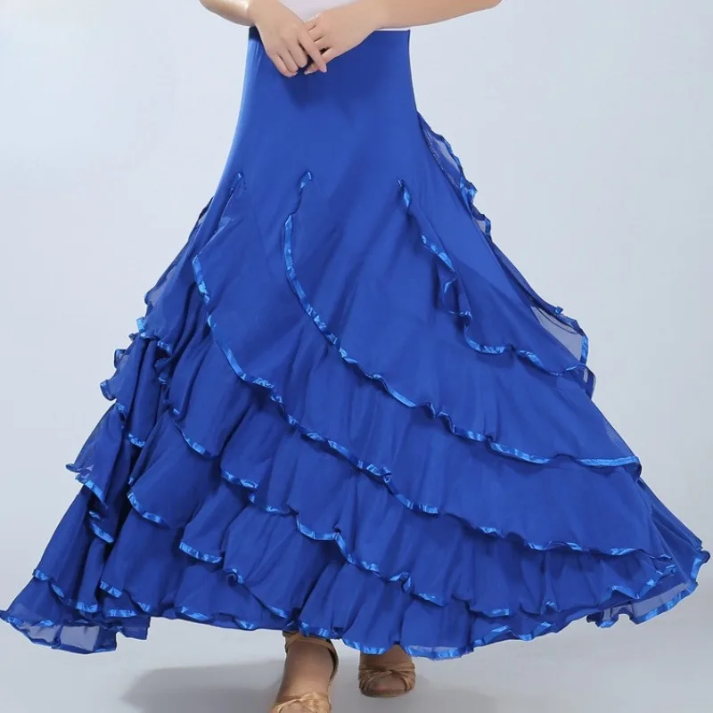 Swinging Skirt Modern Ballroom Dance Skirt Stage Performance Competition Uniform