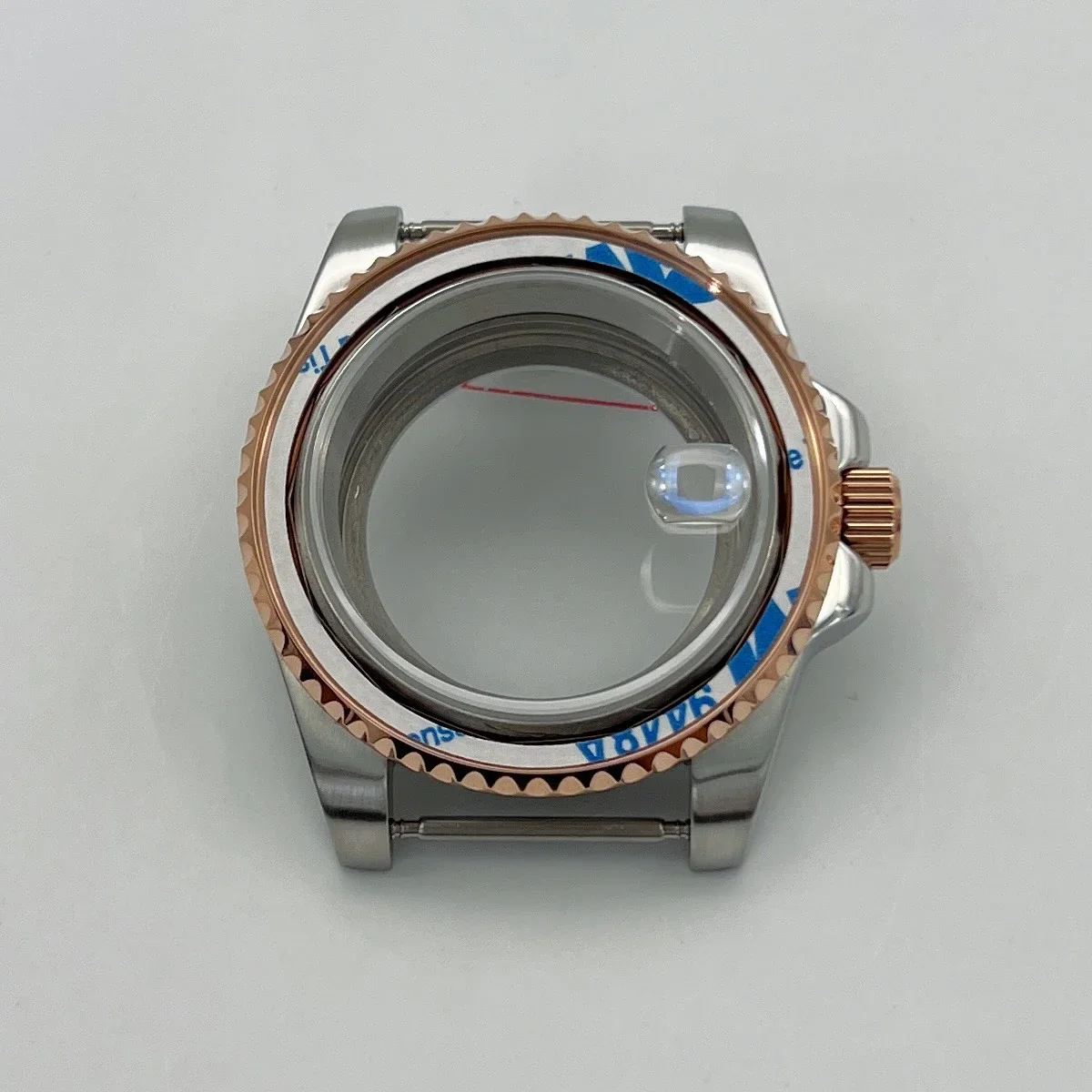 Casing baja tahan karat kaca safir 40mm NH35 dua warna mawar perak 100m tahan air untuk SUB GMT YACHT NH34 NH35 NH36 gerakan