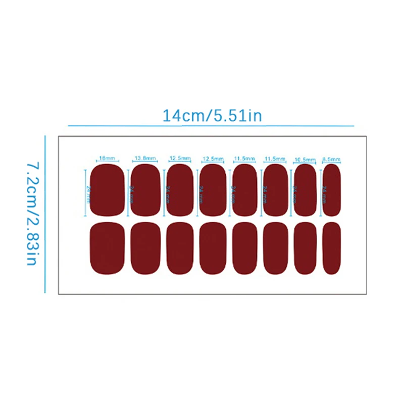 16 piezas/hoja de pegatinas de esmalte de uñas de gel semicuradas-extensiones de uñas de color degradado de cobertura completa de larga duración