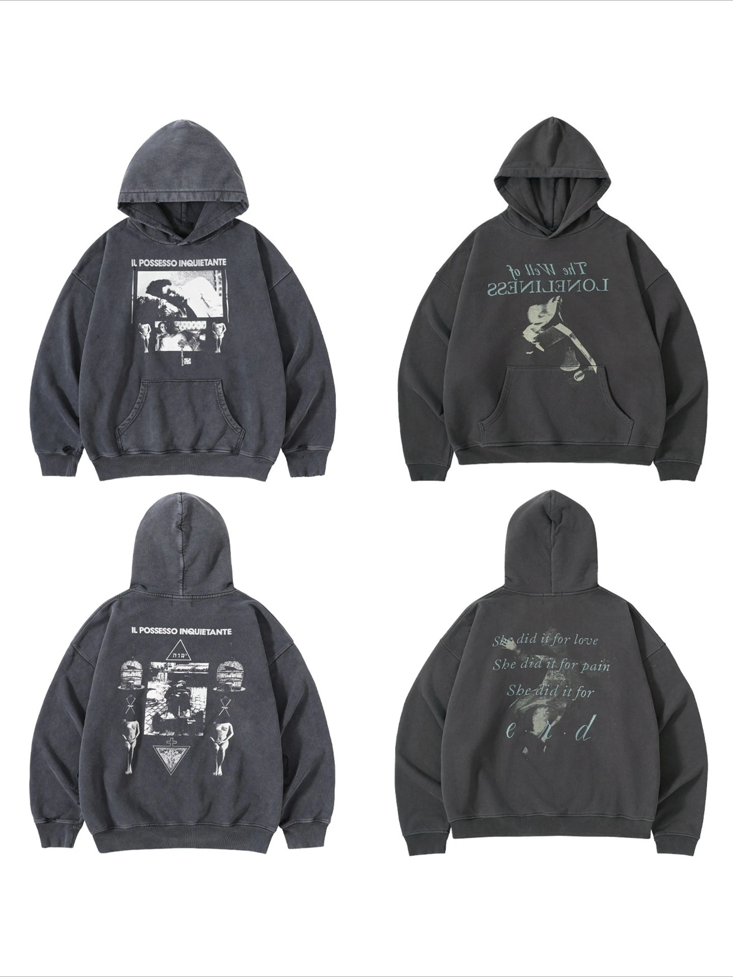ER/D 25FW Well of Solitude Washed Old Sweater Hoodie
