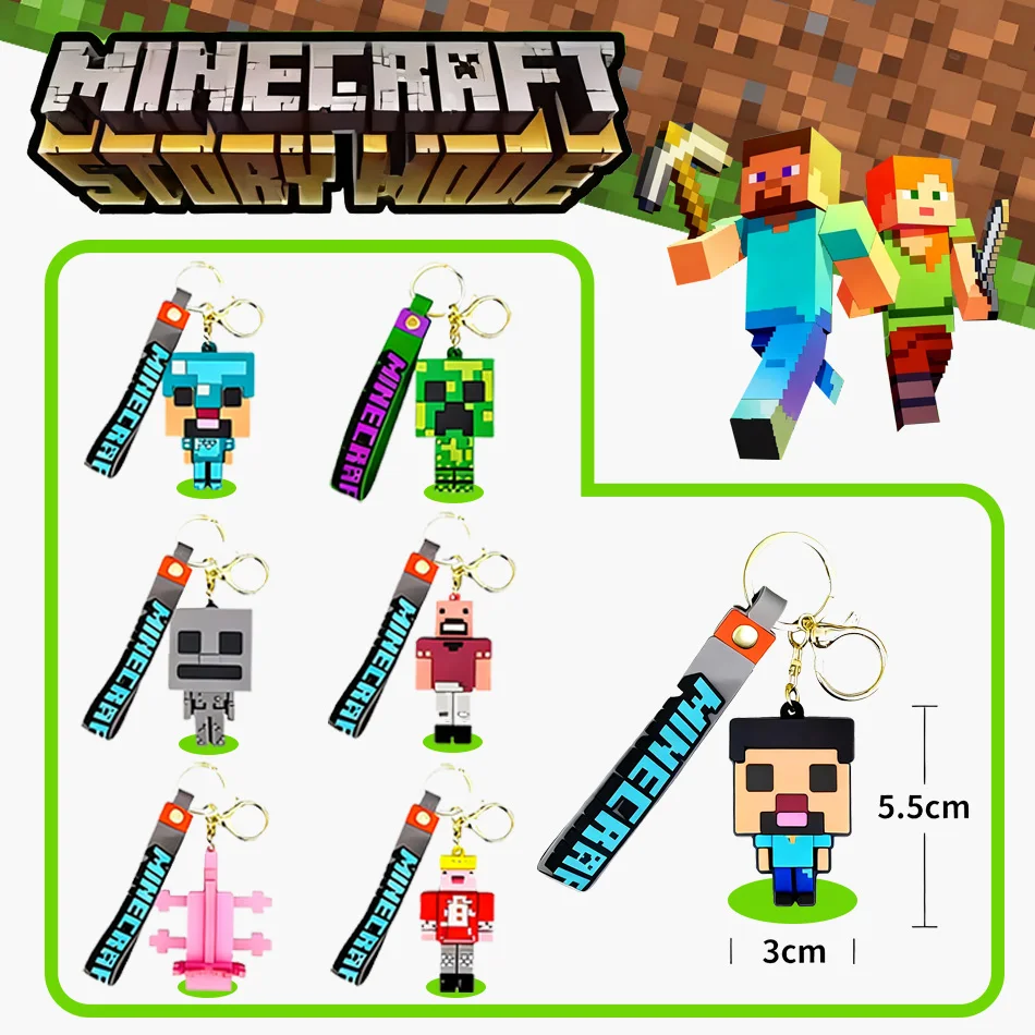 شخصيات كرتونية Minecraft الدعائم الاكريليك سلسلة مفاتيح السيارة الملحقات العصرية حقيبة سحرية على ظهره قلادة كيرينغ هدايا للأصدقاء #1
