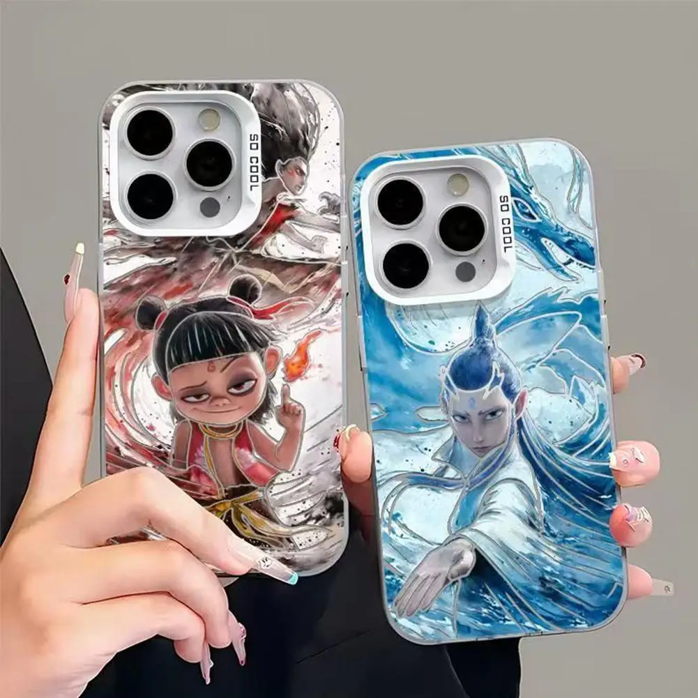 Casing Ponsel Populer Film Anime Nezha 2 untuk Iphone 14 15 16 Pro Max Casing Ponsel Ao Bing Kreatif Dapat Dicuci Tahan Benturan Tahan Jatuh