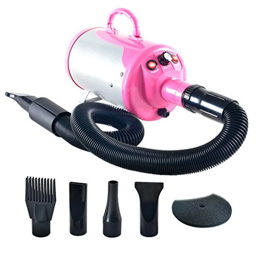 

Pink Pet Hair Force Dryer Dog Grooming Blower with Heater for Quick Drying and Dehairing