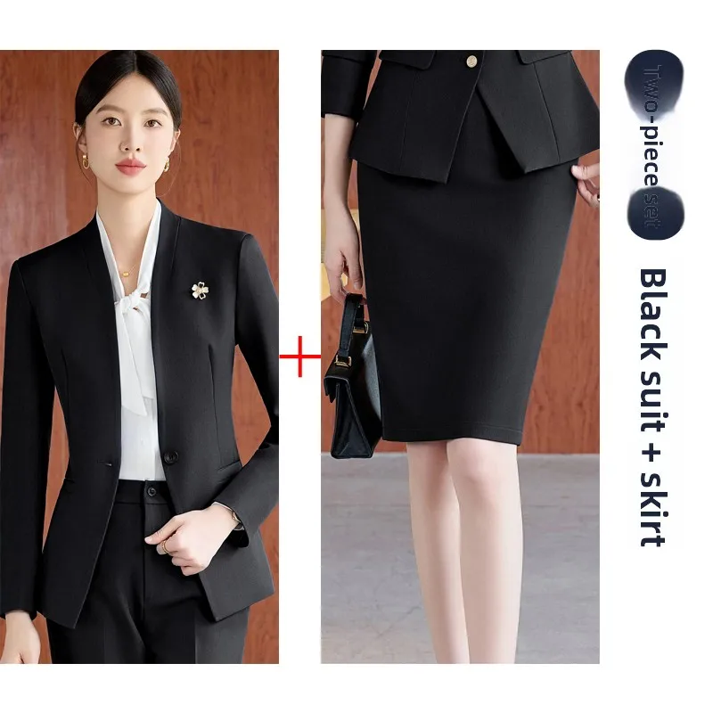 Black suit + skirt