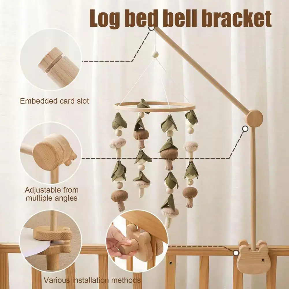 Adjustable Baby Rattle Holder Wooden Baby Rattle Bracket Infant Wooden Rattle Toy Holder for Crib Rotatable Baby for Newborns