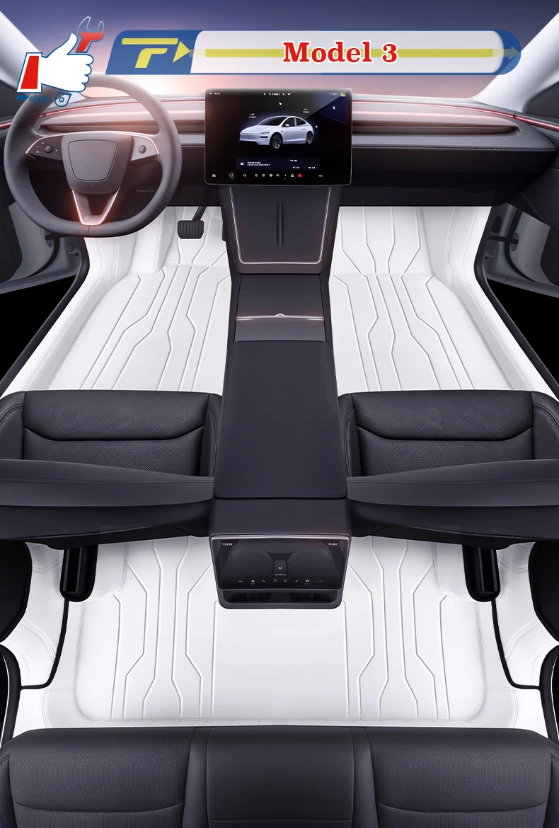 

Автомобильный коврик с левым рулем для Tesla Model3 2021-2025, полностью окруженный коврик для ног, напольный коврик, водонепроницаемый