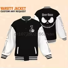 The Nightmare Before Christmas Jack And Sally Baseball Jacket