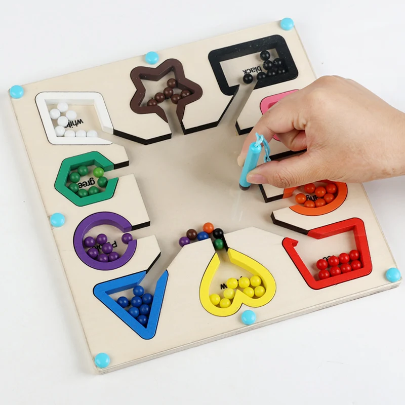 Regenboog Houten Kraal Knippen Spel Kleur Sorteren Baby Montessori Educatief Wiskunde Speelgoed Cadeau Fijne Motoriek voor Kinderen