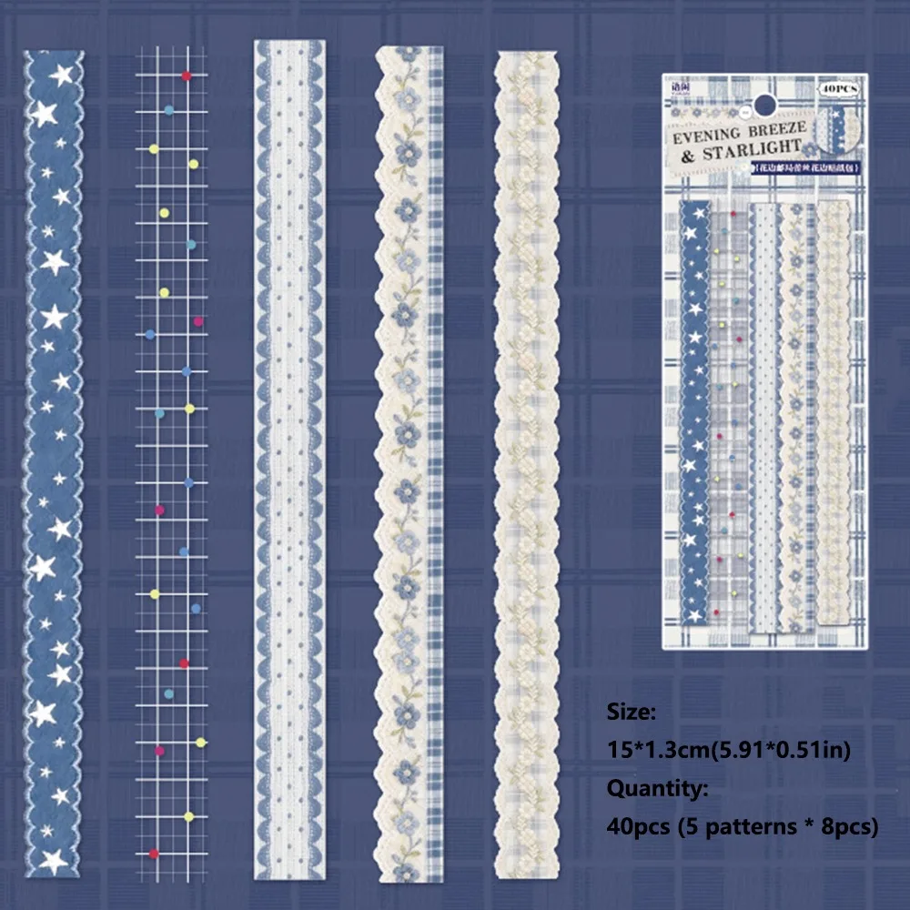 40sheets/1pack Kawaii Scrapbook Stickers Retro Lace Post Office DIY Journal Stickers Exquisite DIY Decoration
