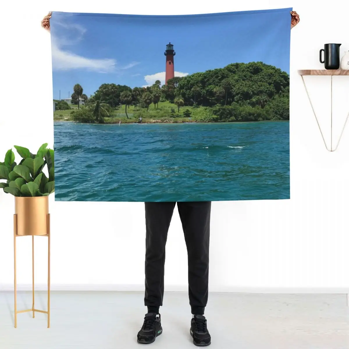 JUPITER LIGHTHOUSE Throw Blanket Anti Shedding Soft Fuzzy Blanket for Home
