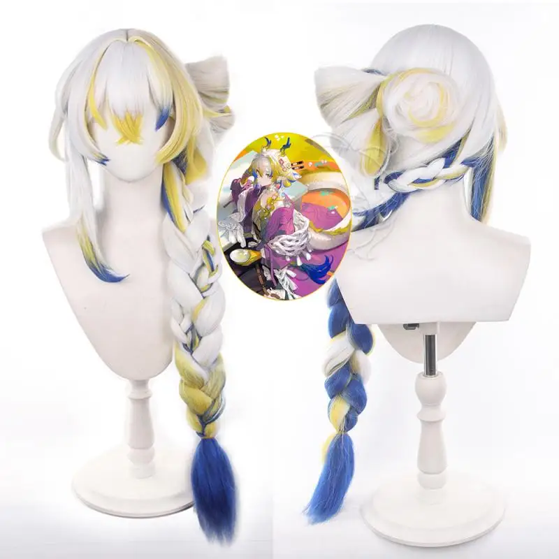 Anime Arknights Shu Damen Cosplay-Perücken, Cosplay-Kostüme, Kopfbedeckung, 95 cm lange, simulierende, dick gefärbte, voluminöse Langhaarperücken – Detail 2