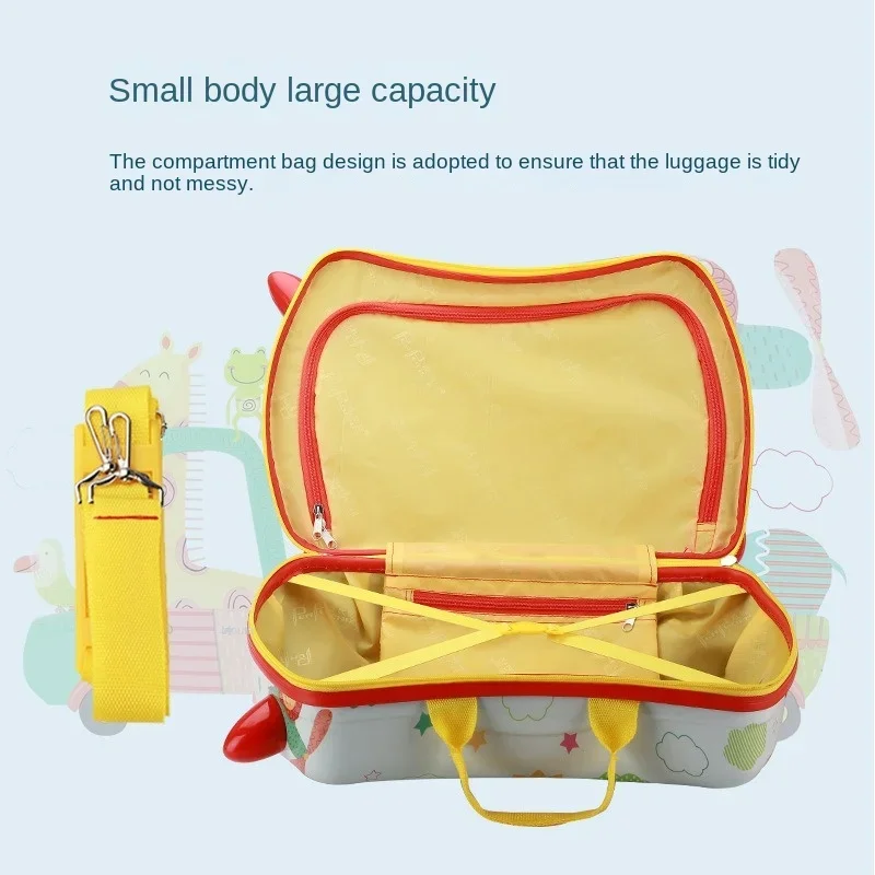 Valise d'embarquement à roulettes pour enfants, bagages pour enfants, valise à main mignonne, cadeaux pour bébé, peut s'asseoir et rouler sur les côtes, dessin animé