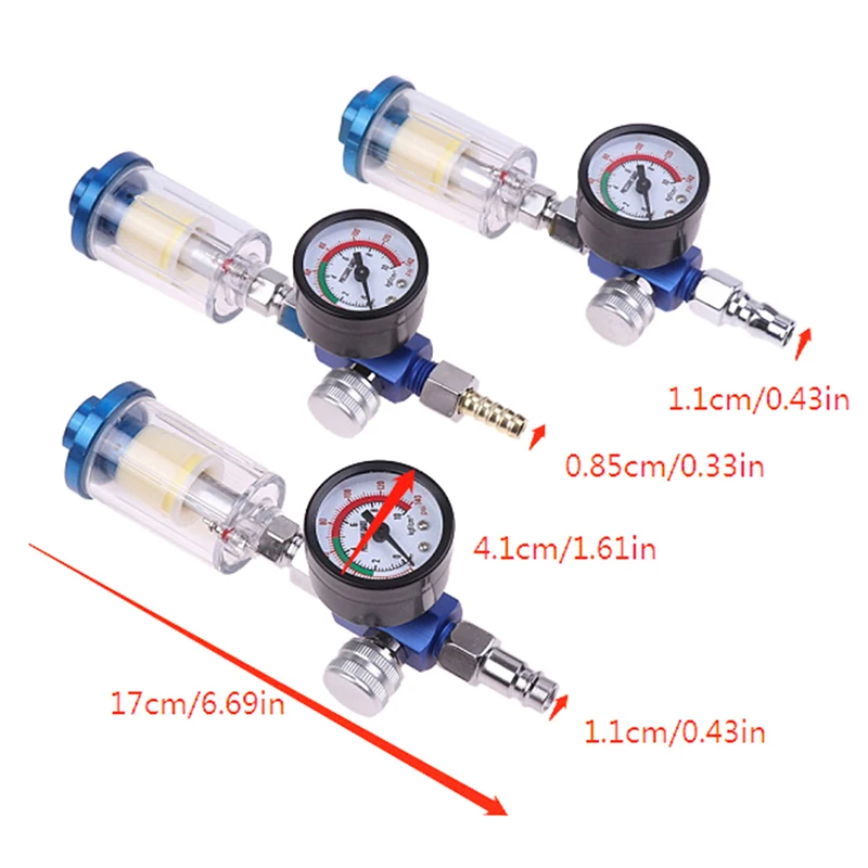 Imagem -04 - Azul & Clear Pistola Regulador de ar Calibre em Linha Óleo Água Armadilha Filtro Separador jp ue Eua Adaptador Ferramentas Pneumáticas para Aerógrafo