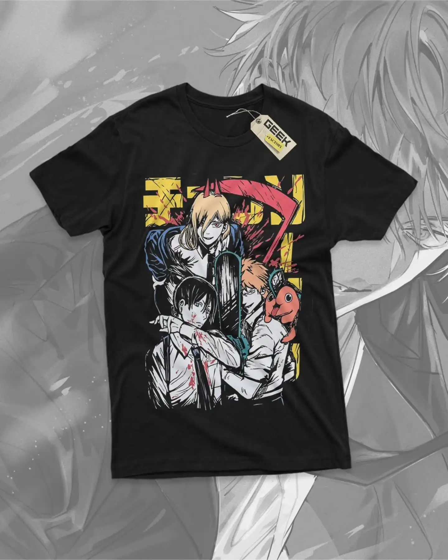 Chainsaw man graphic t shirts y2k anime oversized all cotton streetwear short sleeve tops harajuku goth t shirt women clothing