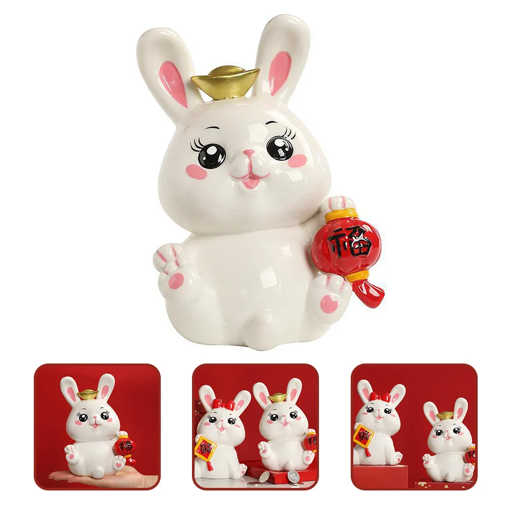 กระปุกออมสินรูปกระต่ายน่ารัก ทำจากเซรามิก สำหรับเด็ก ตกแต่งห้องนอน กระปุกเก็บเงินการ์ตูน