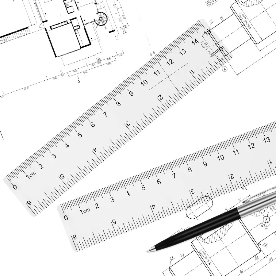 مسطرة مستقيمة من البلاستيك الشفاف مقاس 6 بوصات مقاومة للكسر مع بوصات وسنتيمتر للمدرسة والفصول الدراسية والمنزل أو المكتب قطعتان