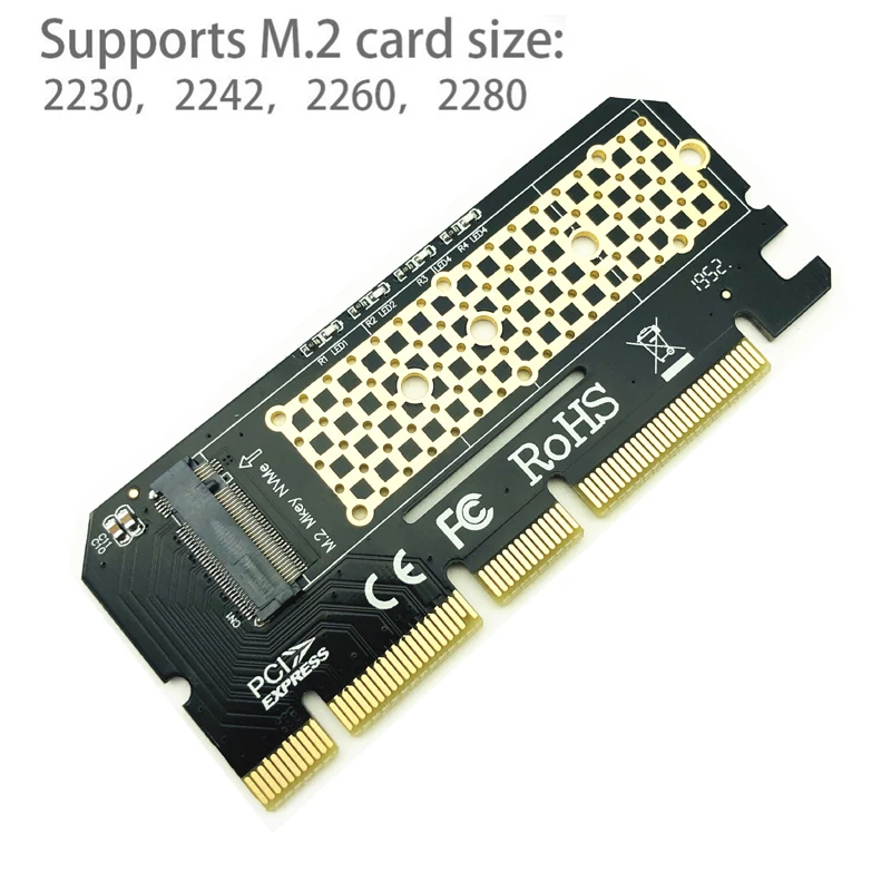 M.2 NVME PCIE ke M2 adaptor LED, adaptor komputer kartu ekspansi NVME SSD M2 PCIE x16 antarmuka M.2 NVMe SSD ke PCIE M.2