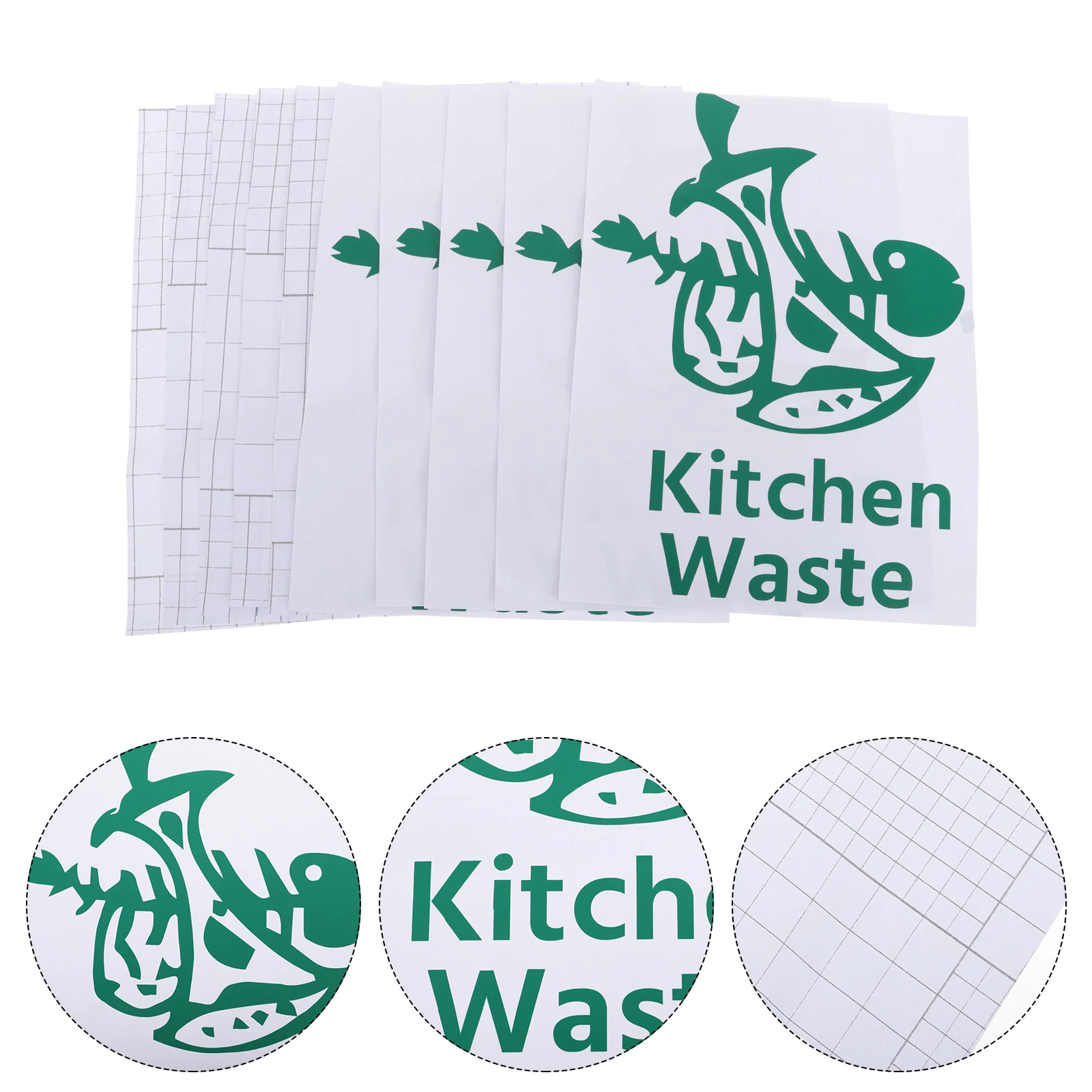 

5 Garbage Sorting Stickers PVC Classification Trash Recycling Waste Bin Adhesive Label Waterproof File Folder Tag
