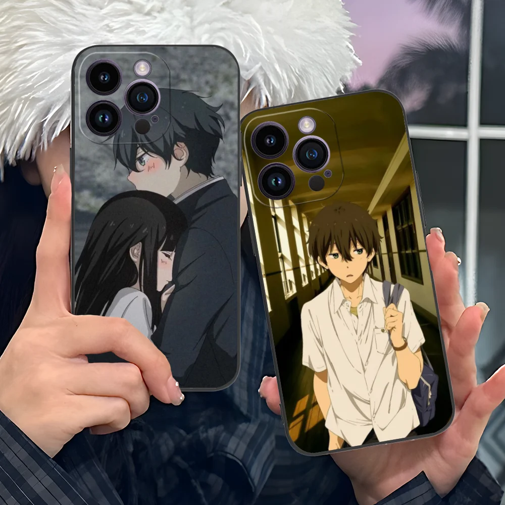 Hyouka Anime 전화 케이스 iPhone 16 15 14 13 12 11 X XR XS 8 7 Pro Max Plus 미니 블랙 커버 스마트 폰 핸드폰