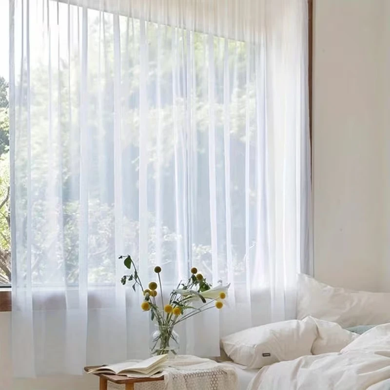 S-Falten Weiße Tüll-Gardinen für Wohnzimmer, Esszimmer, Schlafzimmer – Transparente Voile für Fenster, Modische Elegante Türvorhänge – Detail 8
