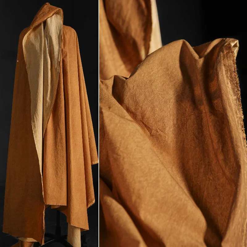 High End Brown Yellow Stir Fried Cotton Linen Fine Oxford Cloth DIY Bag Shirt Windbreaker Jacket Clothing Designer Fabric