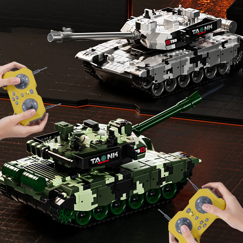 13Ch 2.4G Rc Tank Vehicle Can Phone App Remote Controlled Children\'s Electric Launch Track Car Simulation T90 Model Tanks Toys