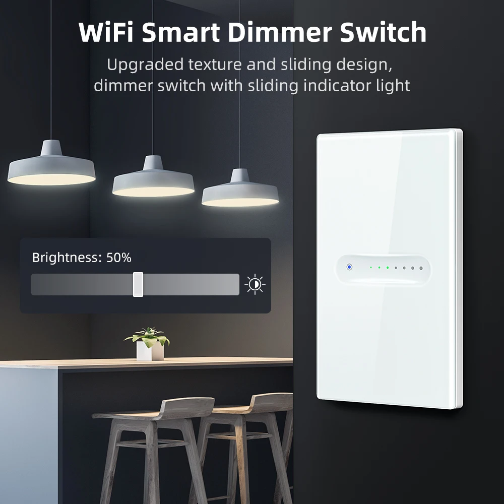 AVATTO Tuya WiFi 1/2 Gang Dimmer Switch Smart Dimmer Light Switch Touch Panel APP Remote Control Support Alexa Google Home