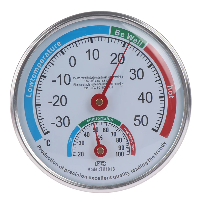 Round Household Analog Thermometer Hygrometer Humidity Monitor Meter Gauge