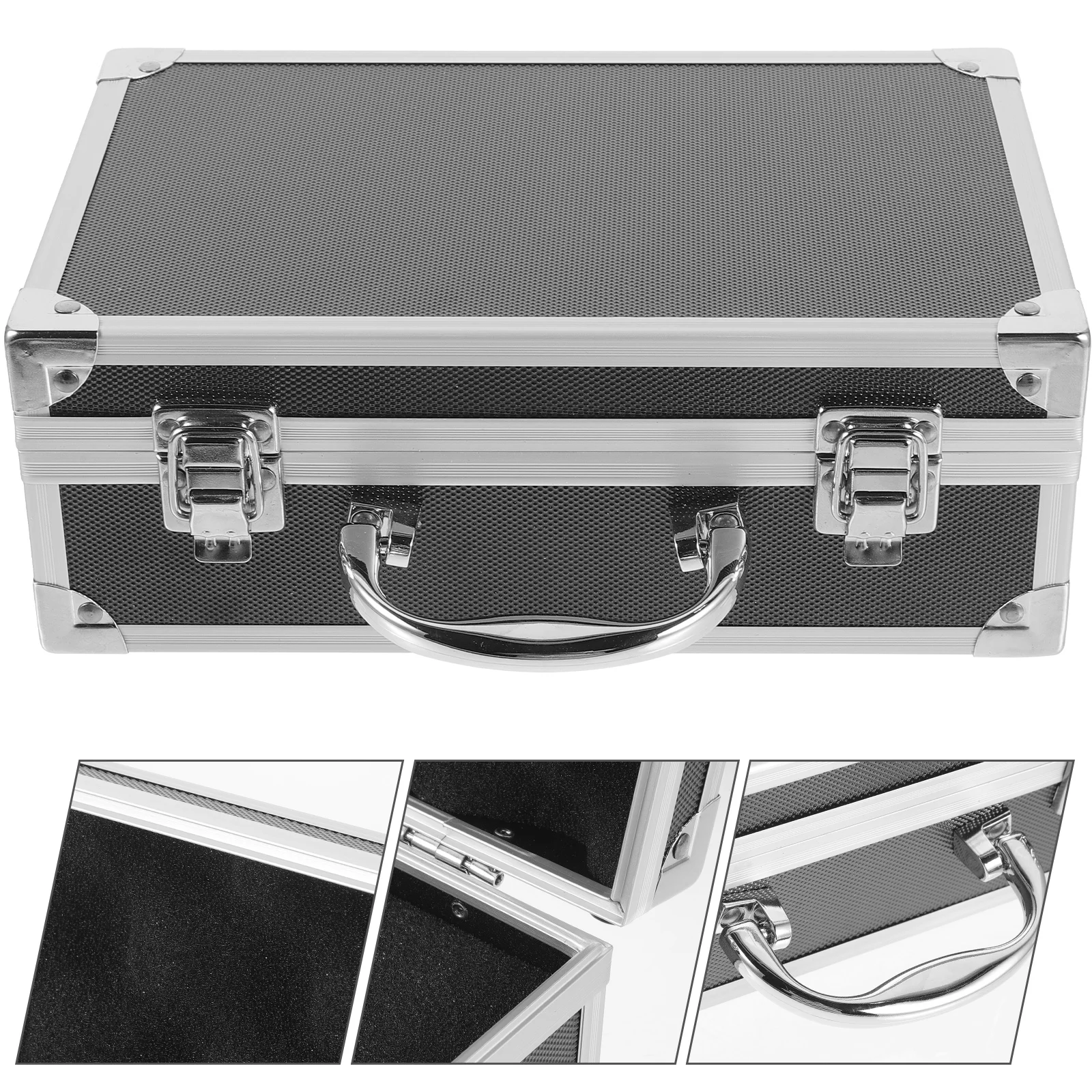 Toolbox Suitcases Portable Aluminum Alloy Carrying Metal Handle Tools Organizer Black