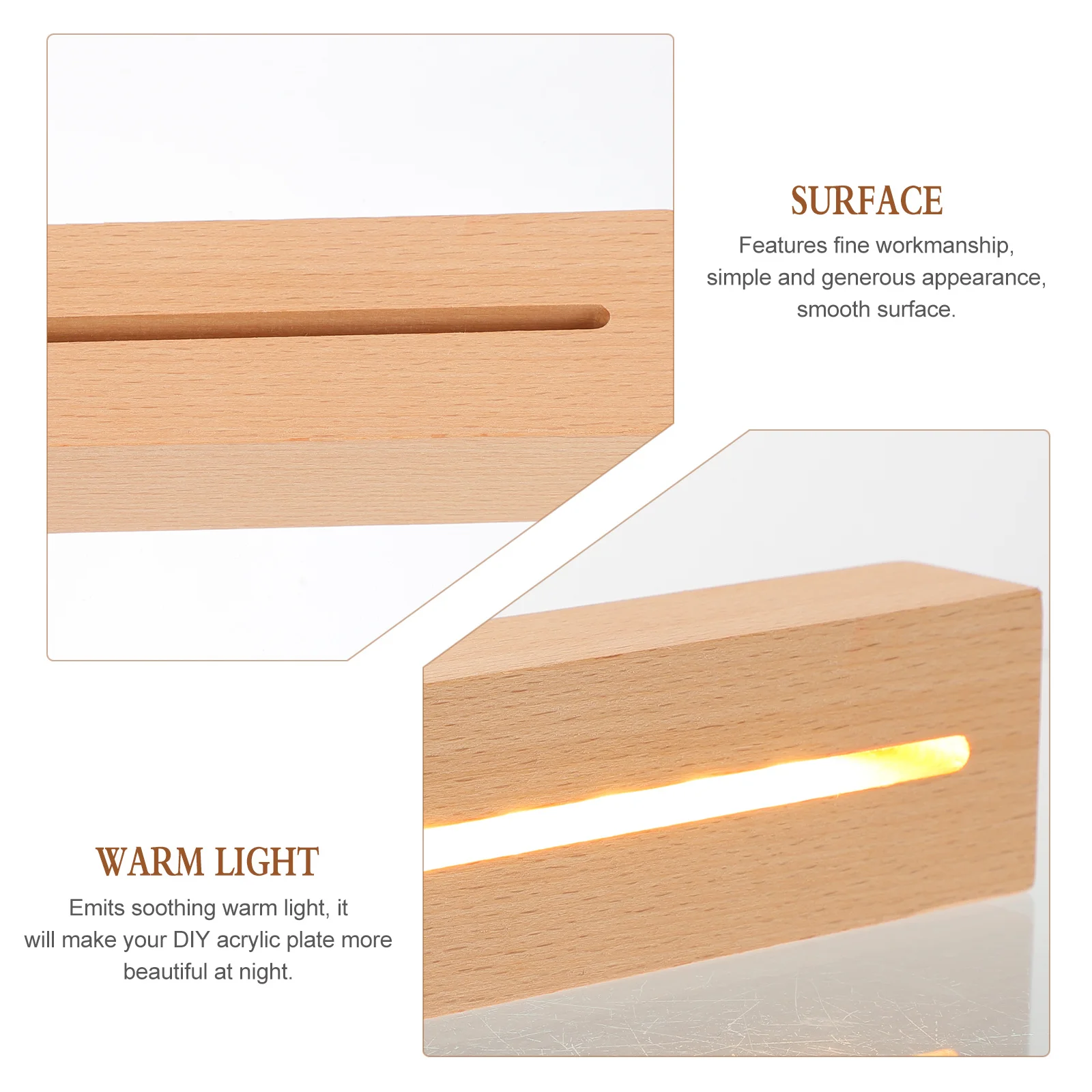 2 stuks USB LED-lichtbasis houten ontwerp warme gloed veilige voeding voor acrylhars kristal display verlichtingsstandaard