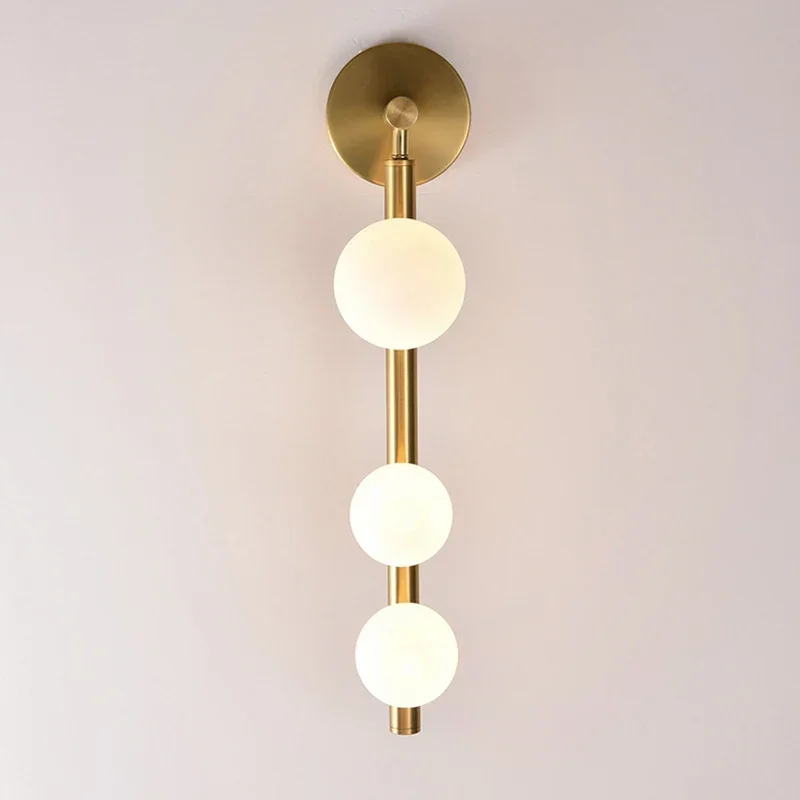 White Glass Ball Wall Lights For Living Room Coffee Shop Bedroom Gold Black Pearl Wall sconce